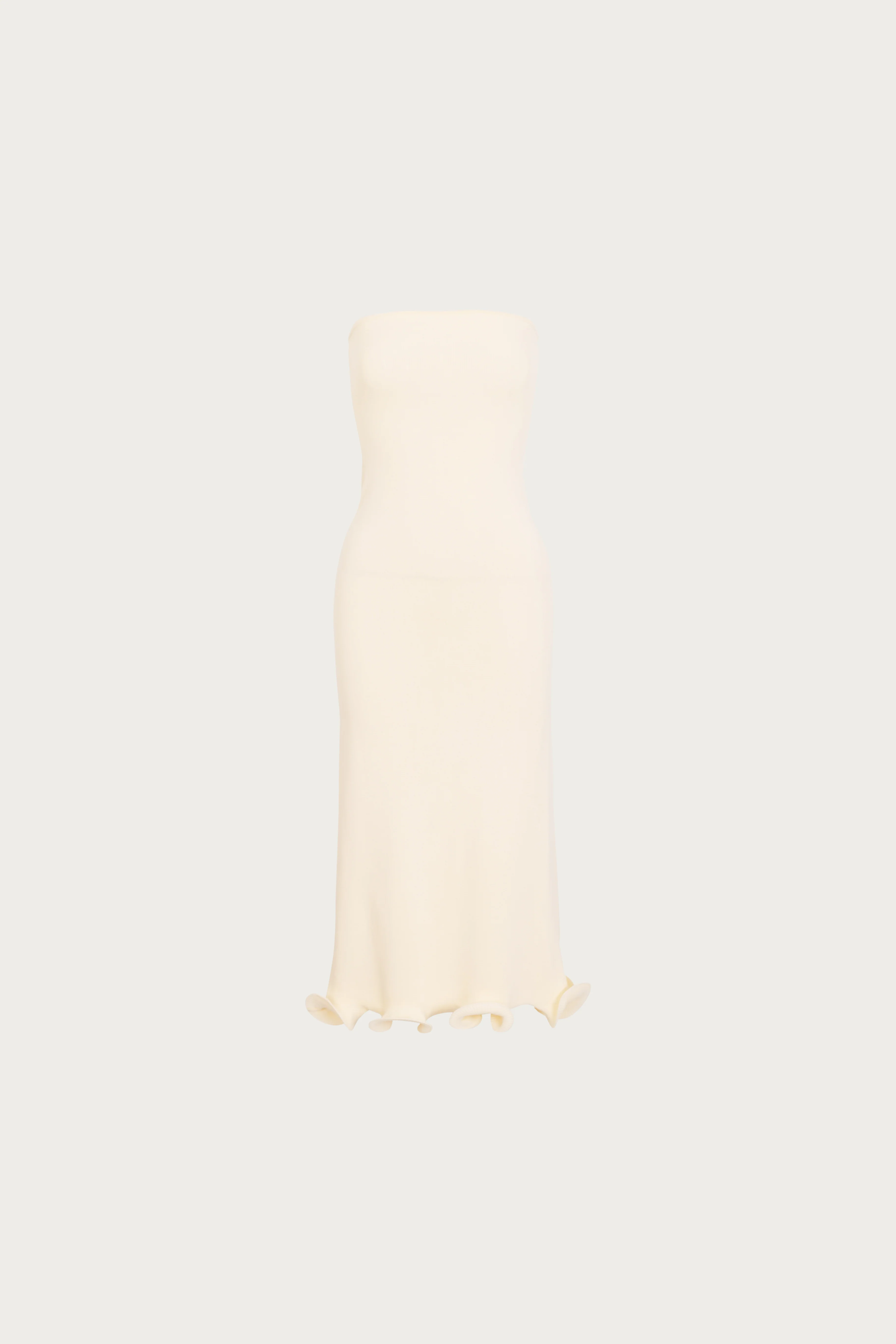 Ruffle Hem Strapless Dress (Cream)