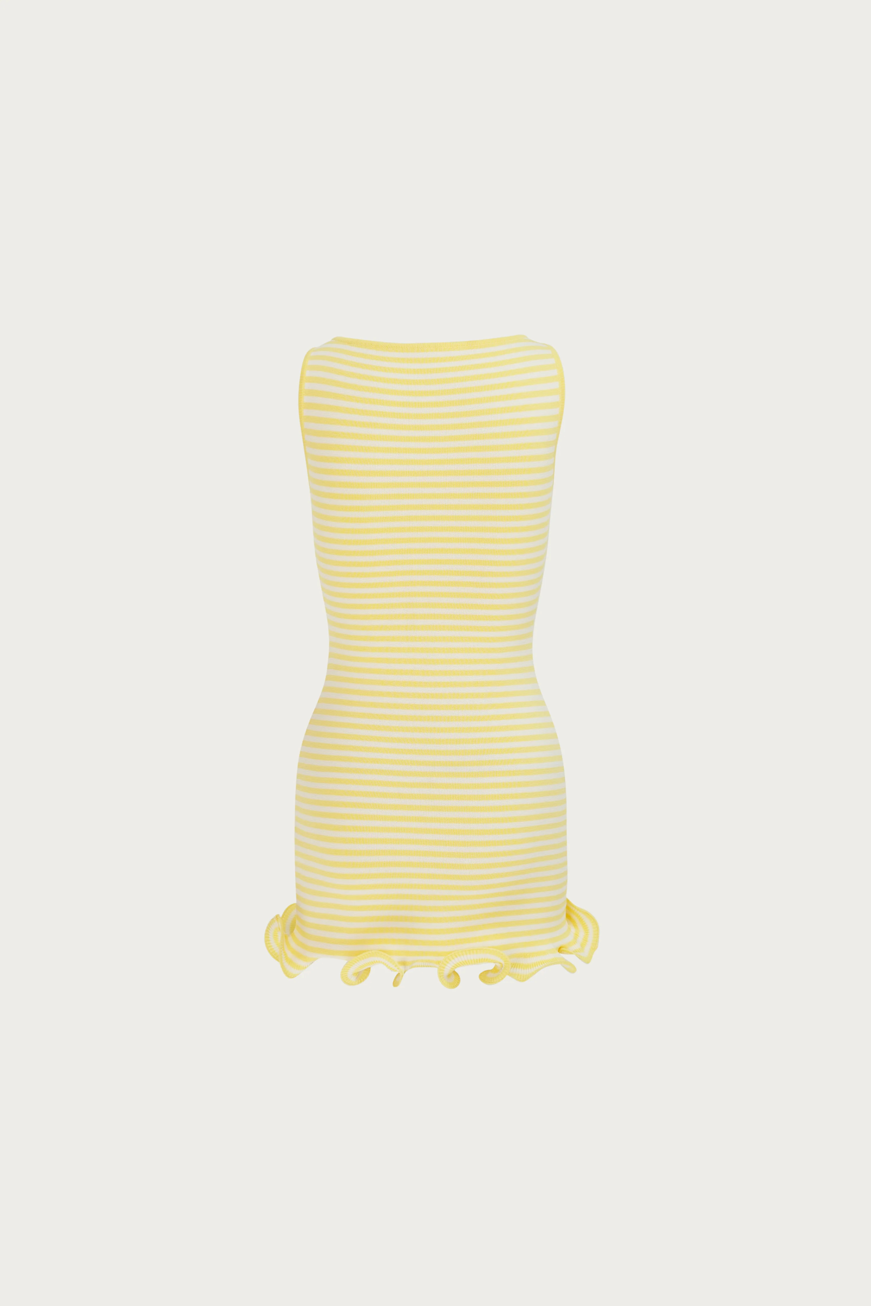 Ruffle Hem Tank Mini Dress (Butter Yellow Stripe)