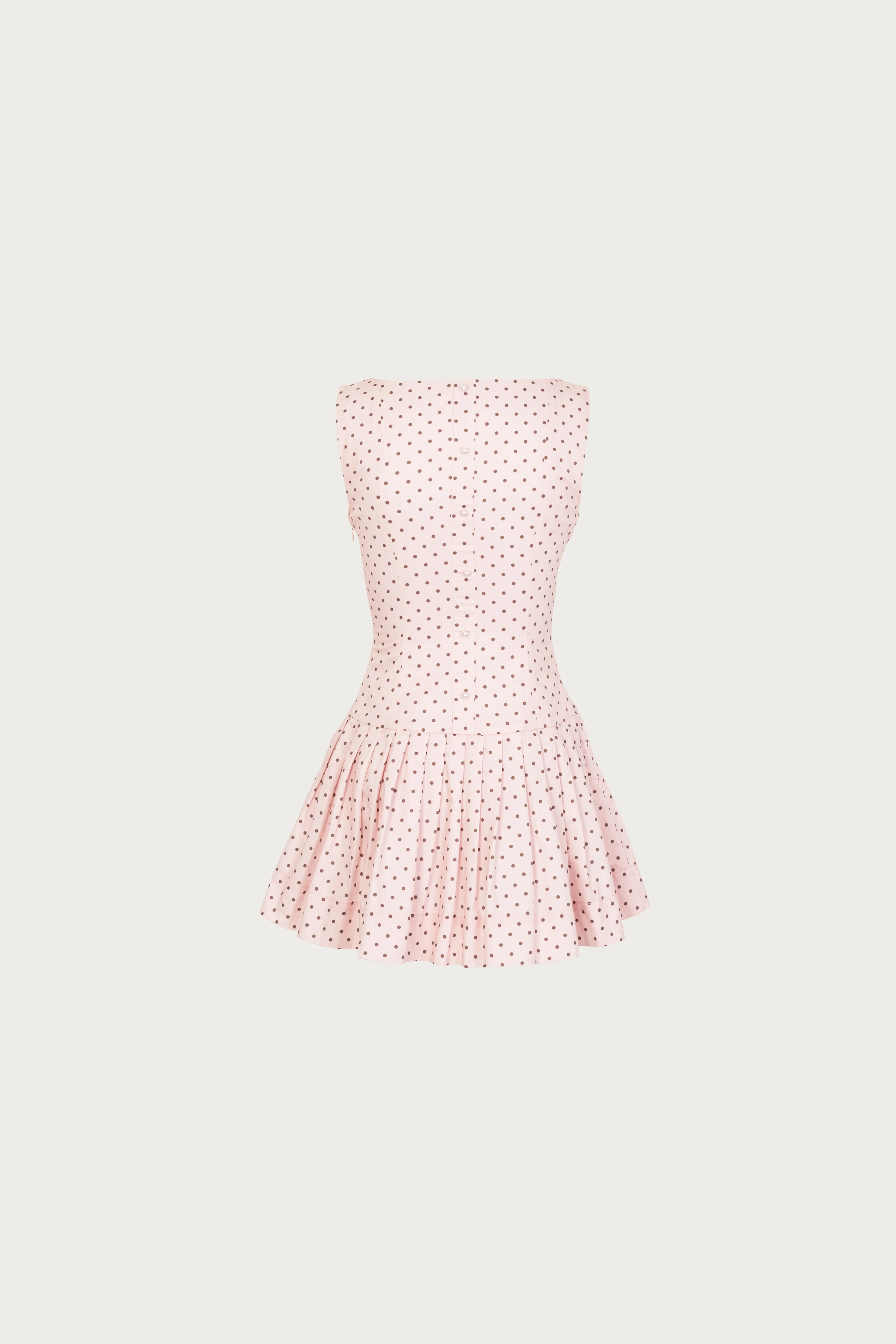 Poplin Mini Dress (Pink Polka Dot)