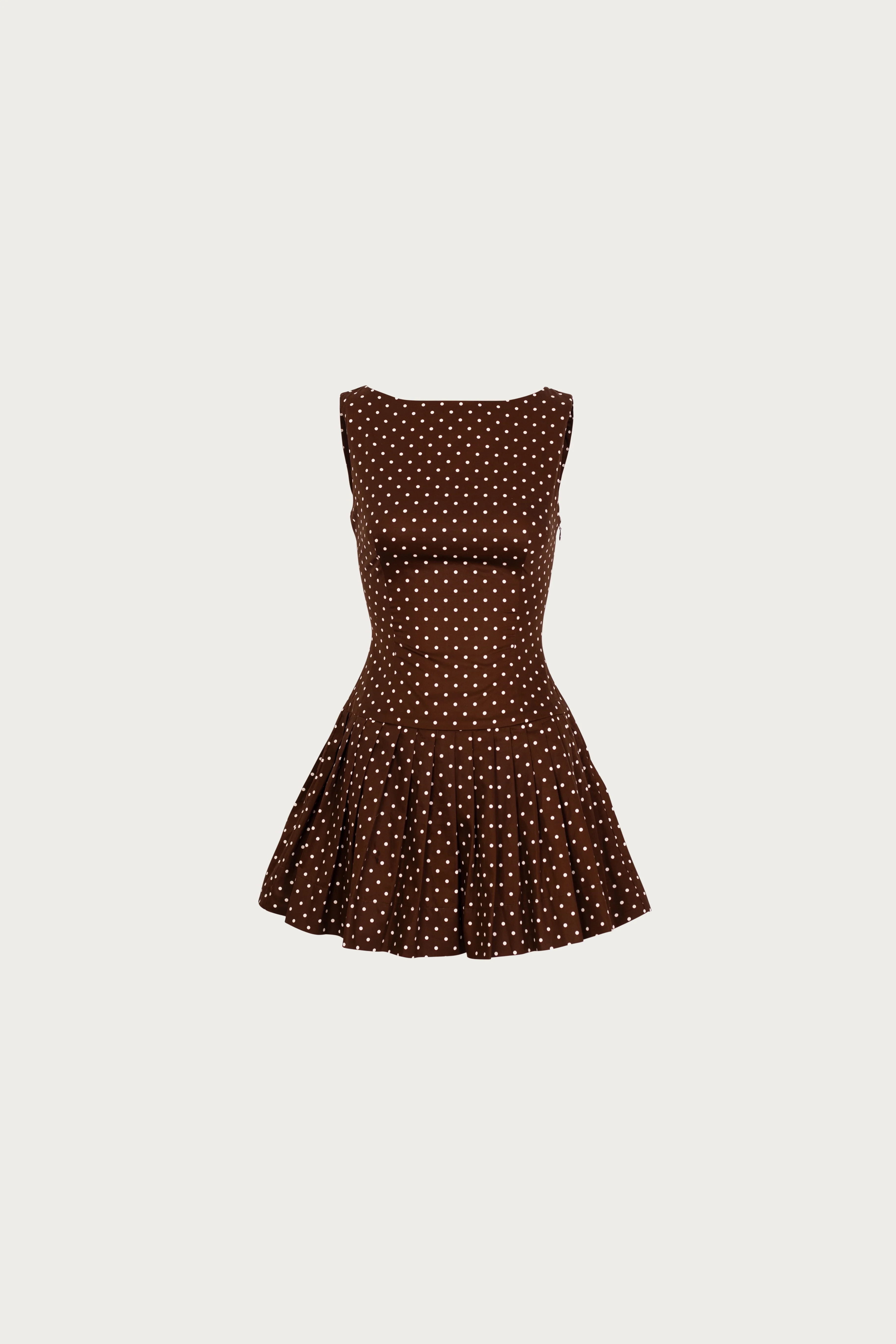 Home 25 Poplin Mini Dress (Brown Polka Dot)