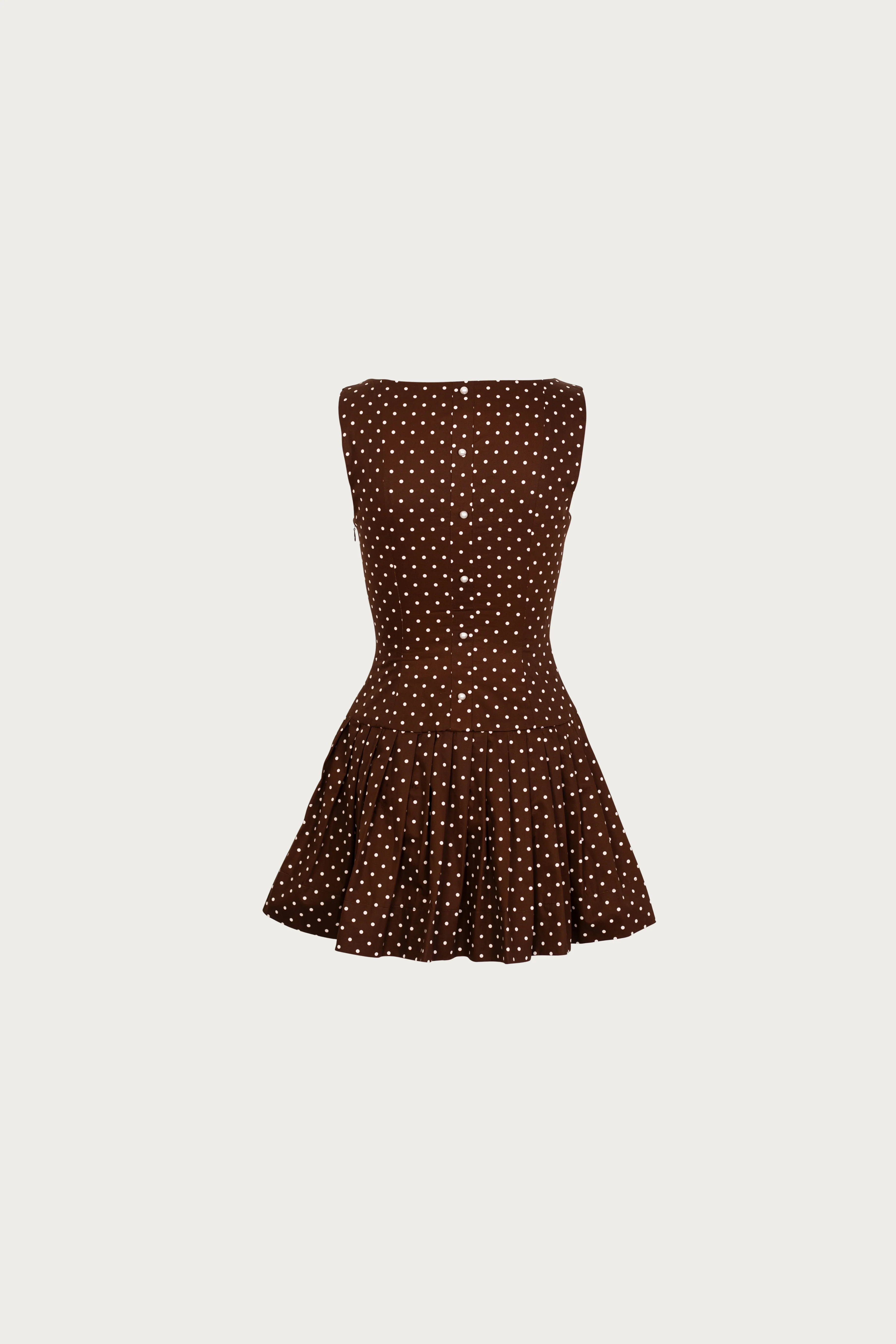 Home 26 Poplin Mini Dress (Brown Polka Dot)