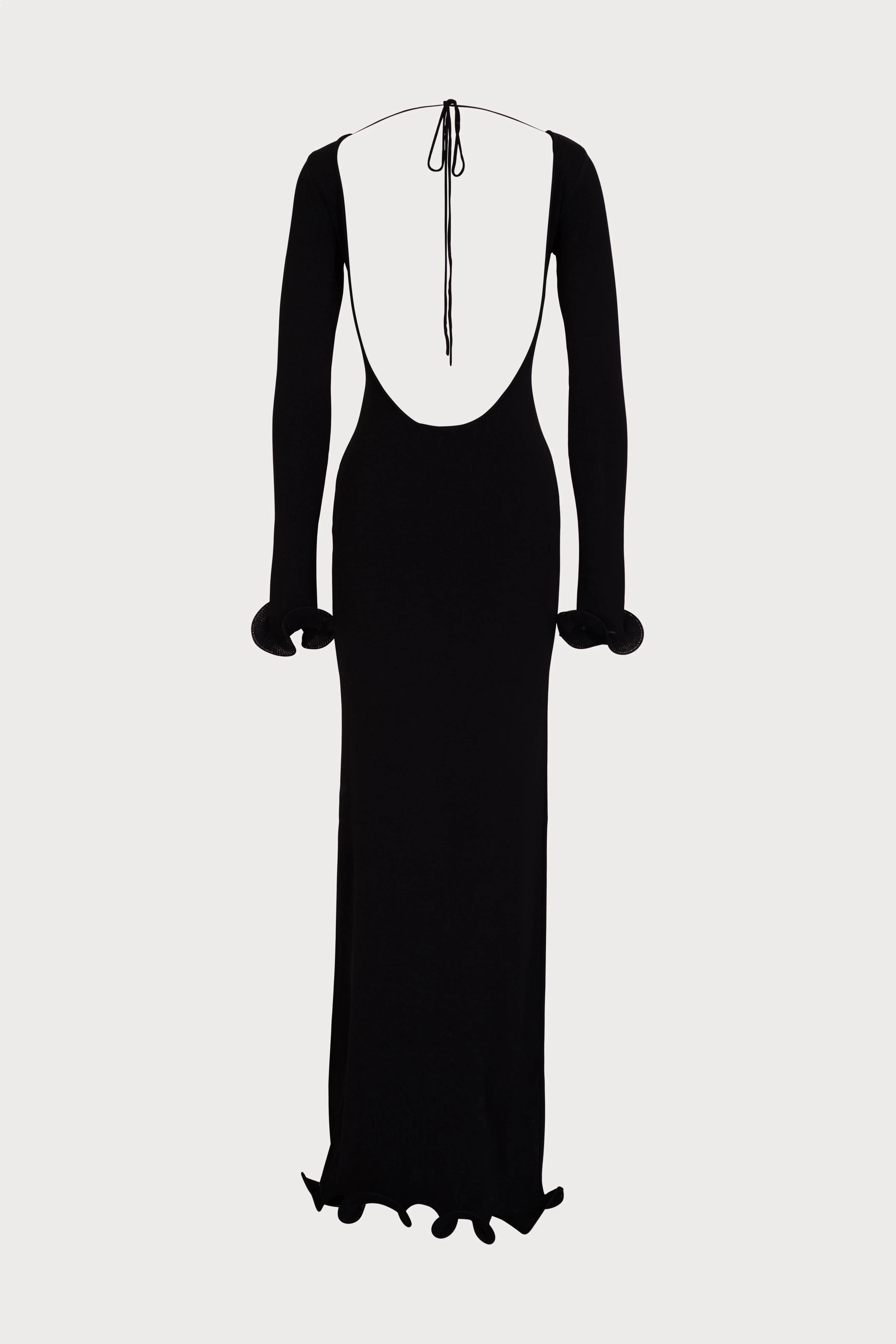 Home 24 Ruffle Hem Maxi Dress (Black)