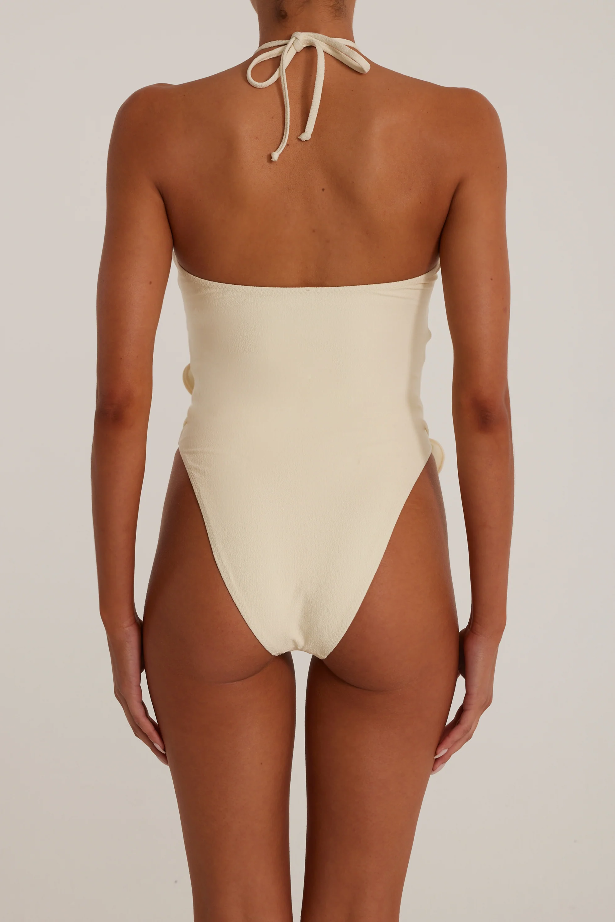 Rosette Cut Out One Piece (Faux Suede Cream/Cream) 5 Rosette Cut Out One Piece (Faux Suede Cream/Cream)
