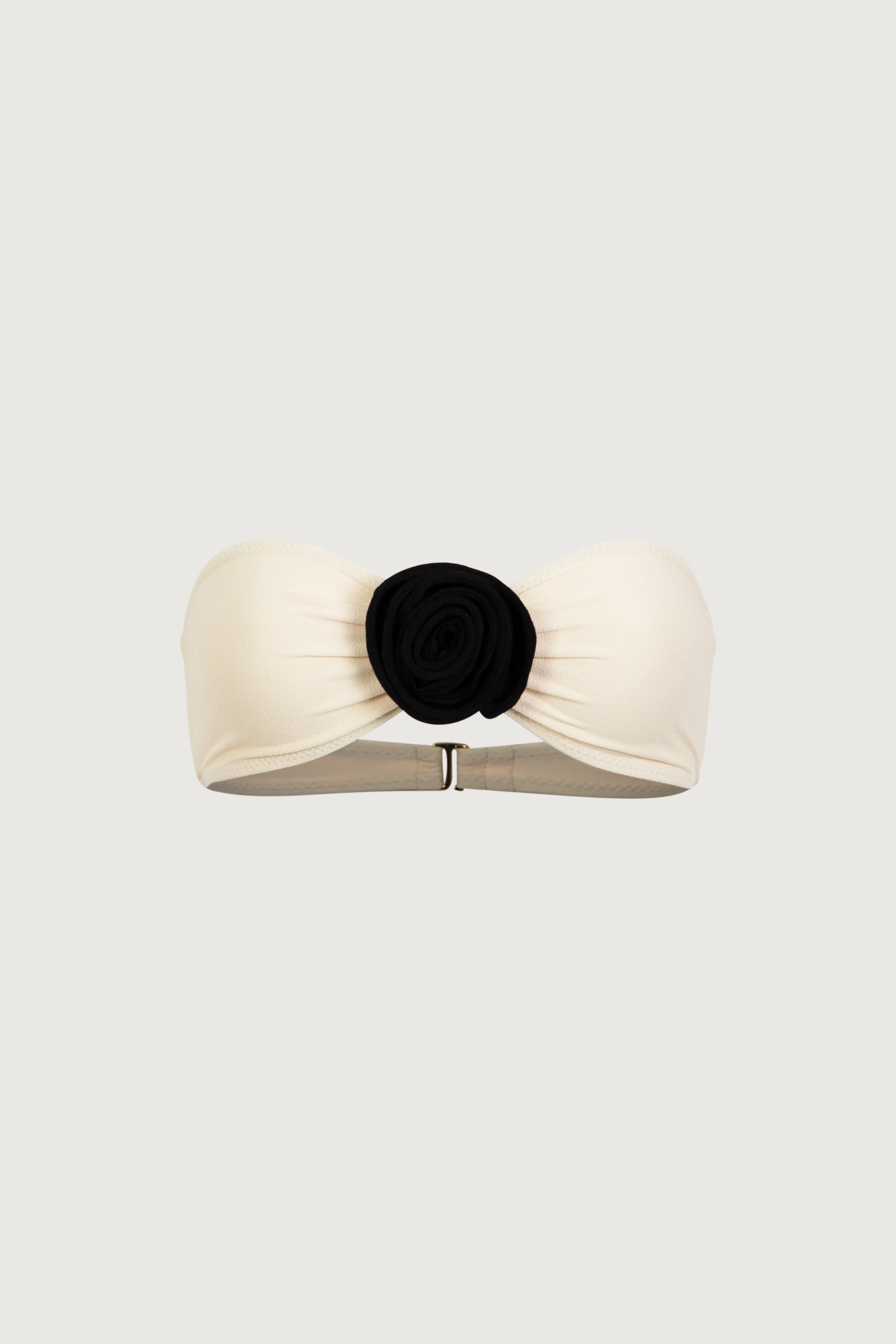 Rosette Bandeau Top (Faux Suede Cream/Black)