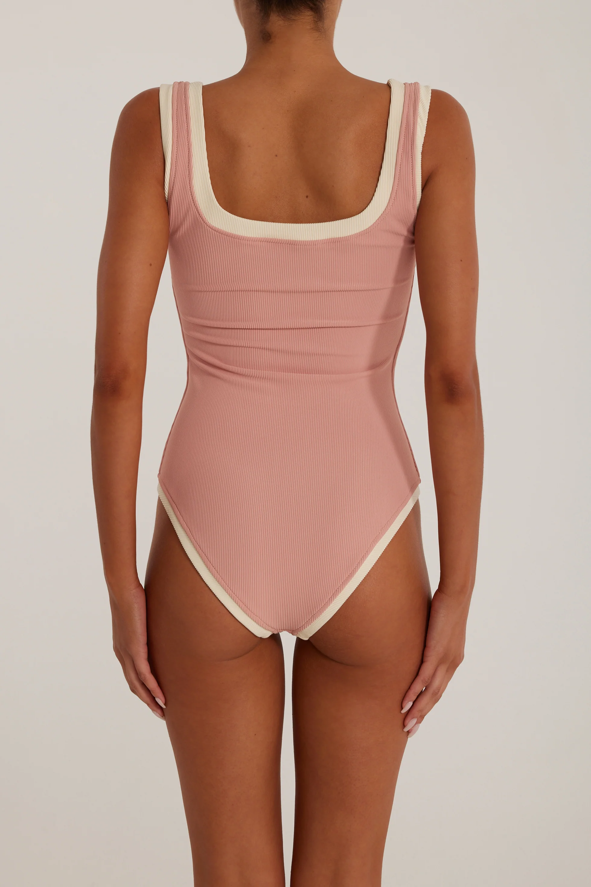 The Grace Tank One Piece (Ribbed Blush/Cream) 4 The Grace Tank One Piece (Ribbed Blush/Cream)