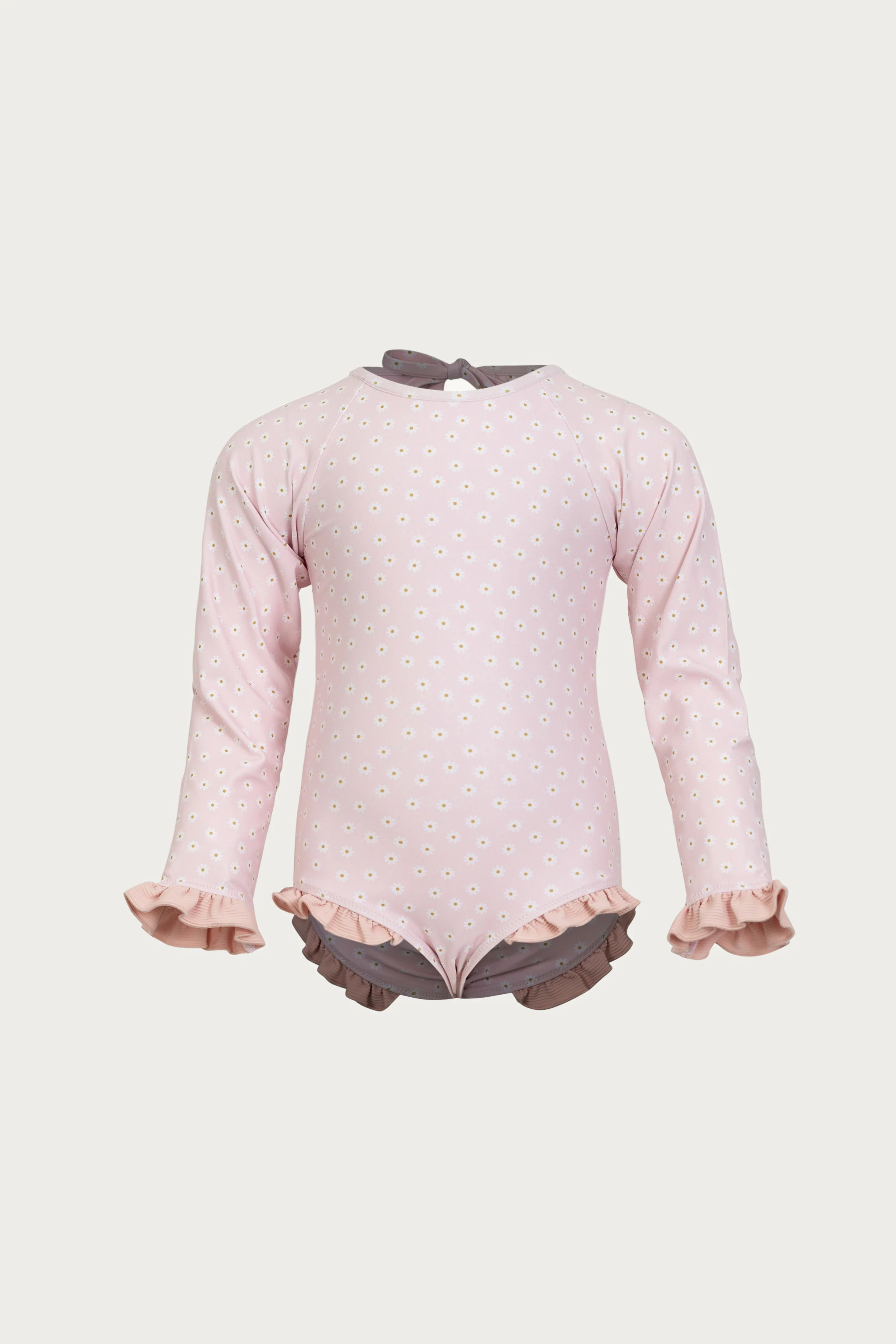 ruffle rashguard one piece (pink daisy)