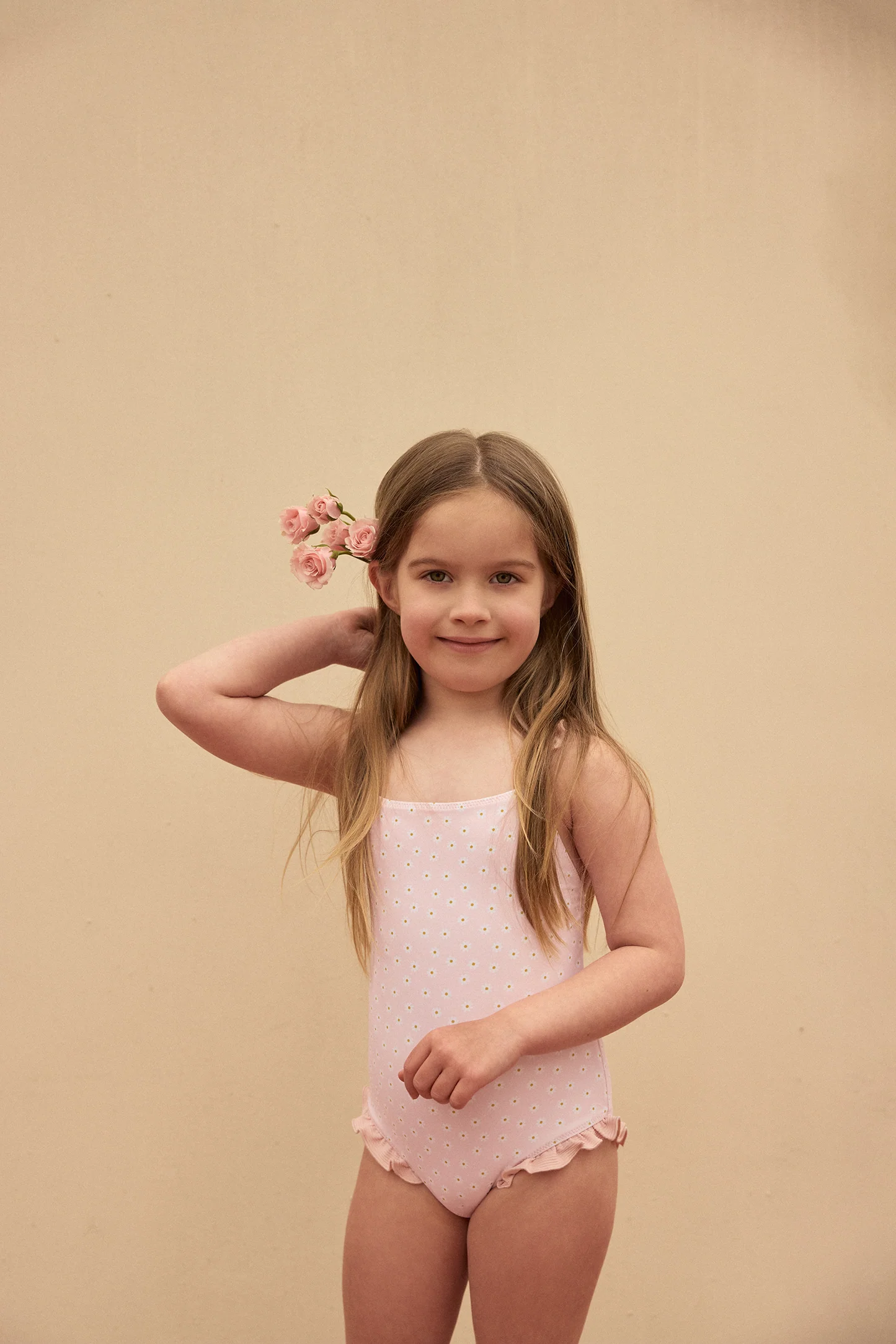 ruffle one piece (pink daisy)
