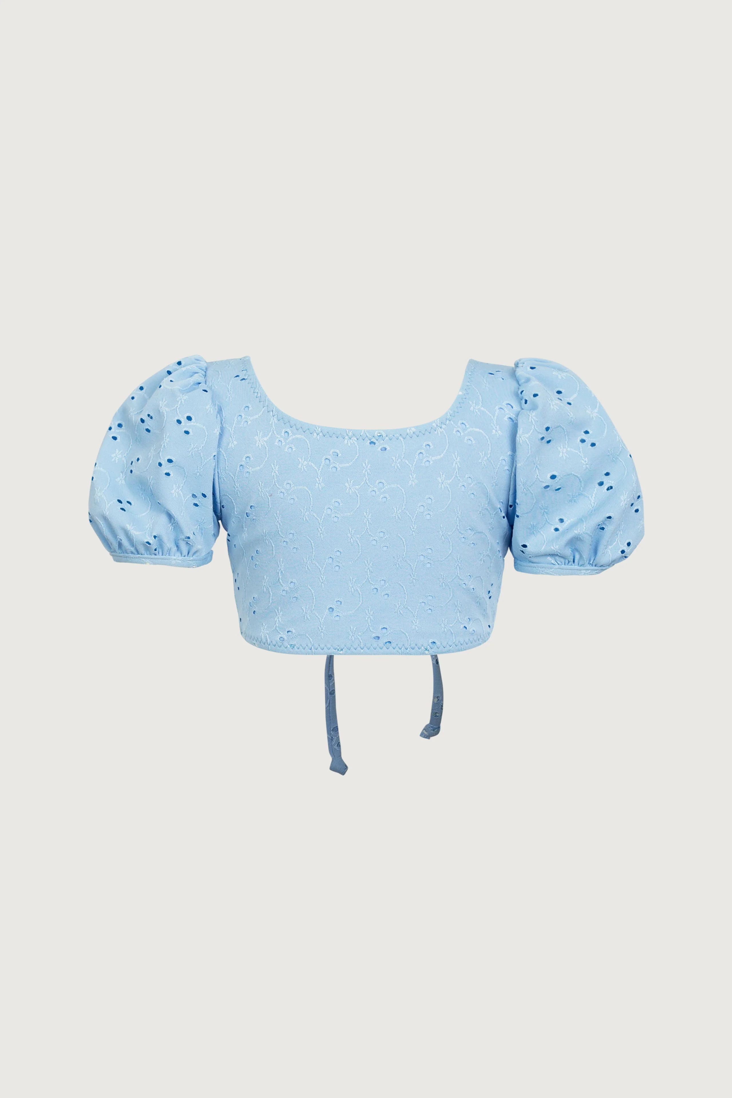 puff sleeve top (blue eyelet)