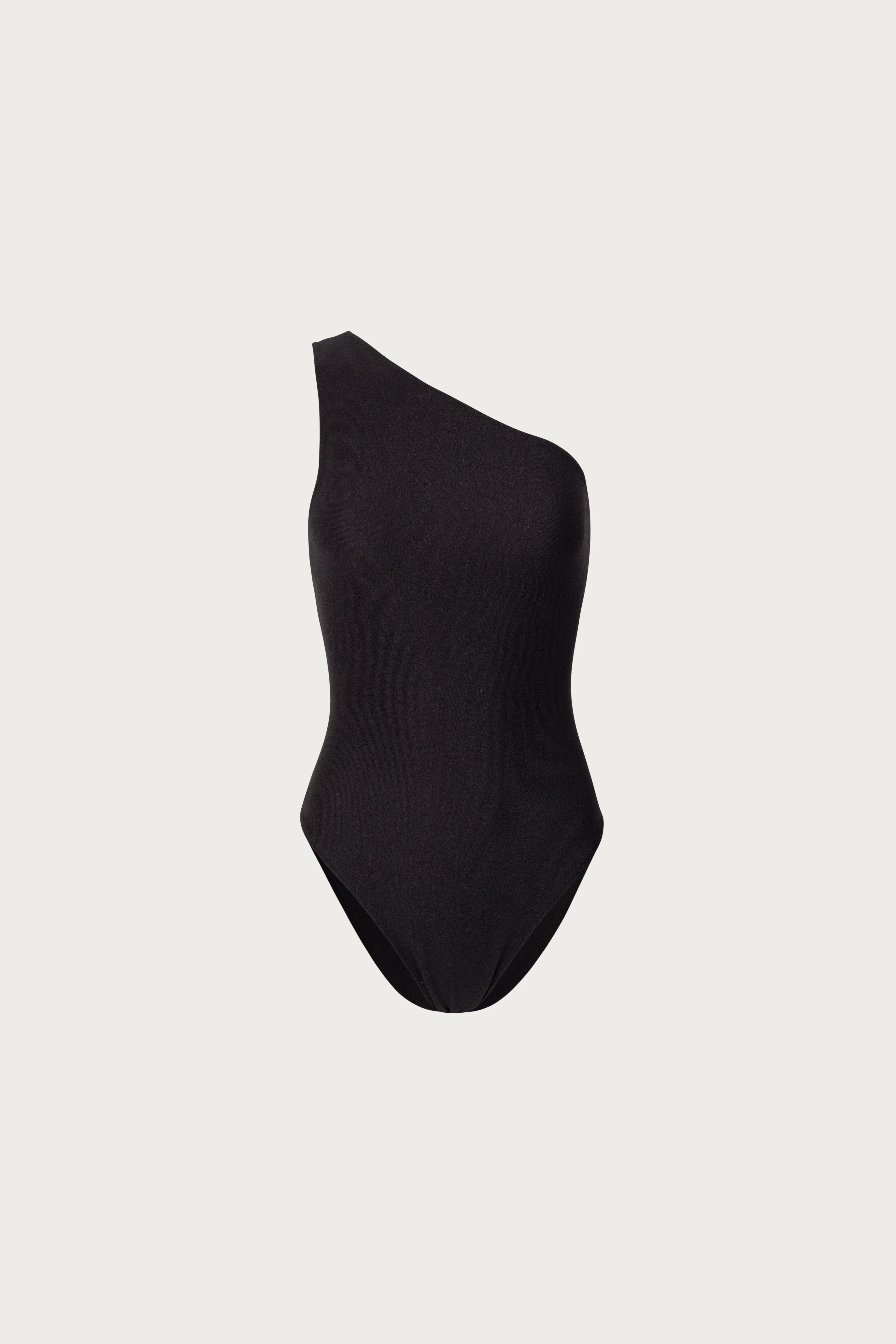 One Shoulder One Piece (Faux Suede Black)