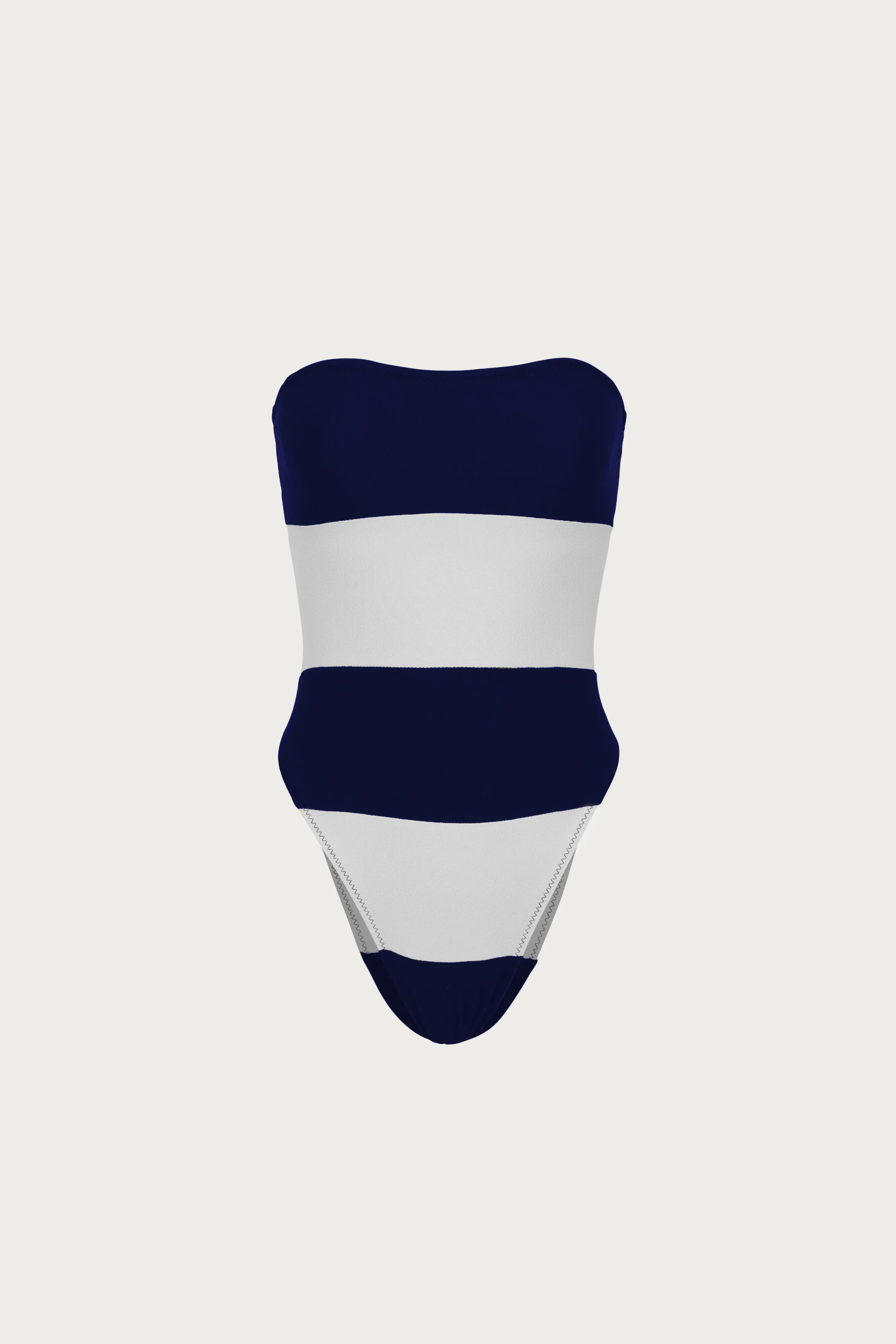 Stripe Strapless One Piece (Faux Suede Navy/White)