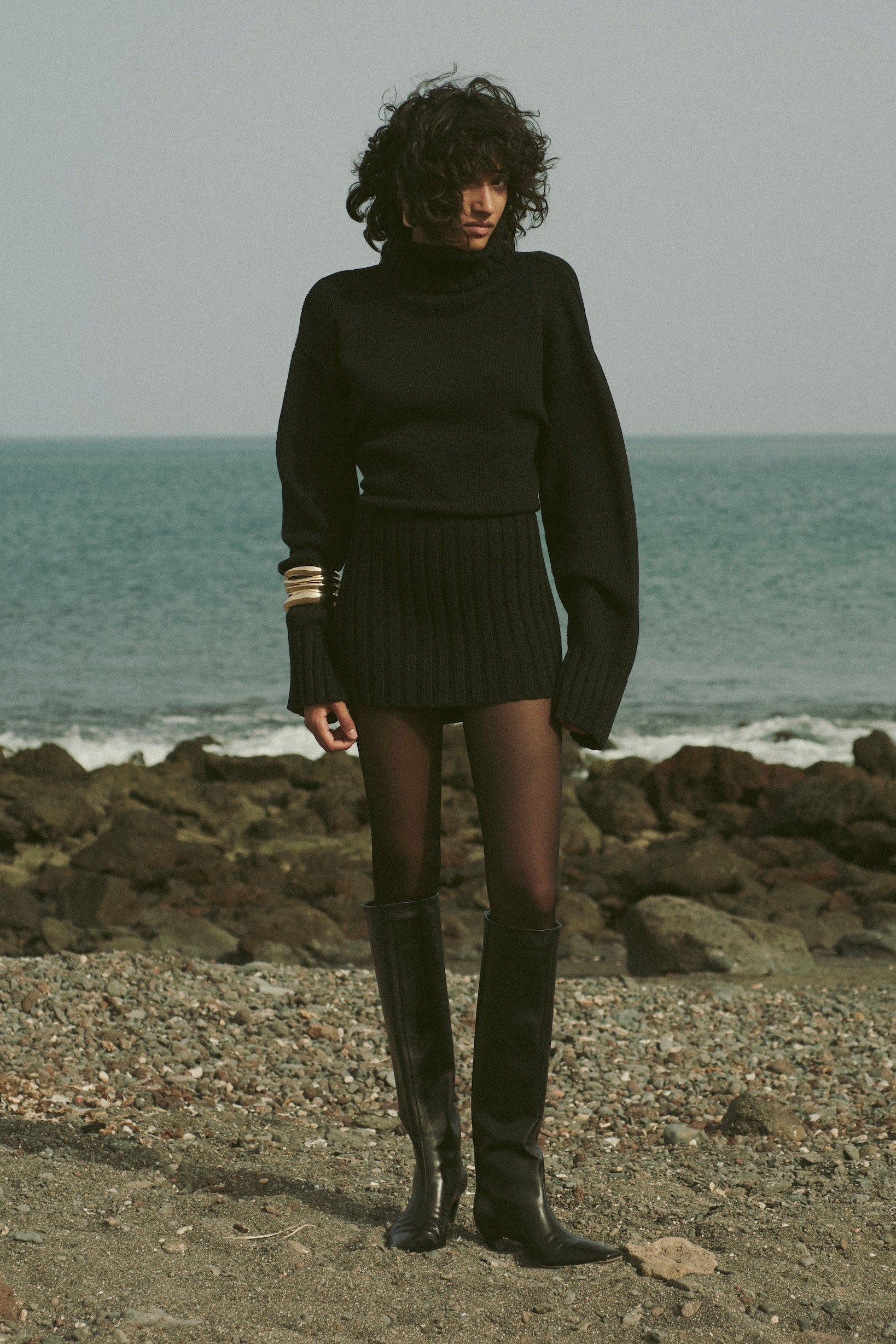 Knit Mini Dress (Black)