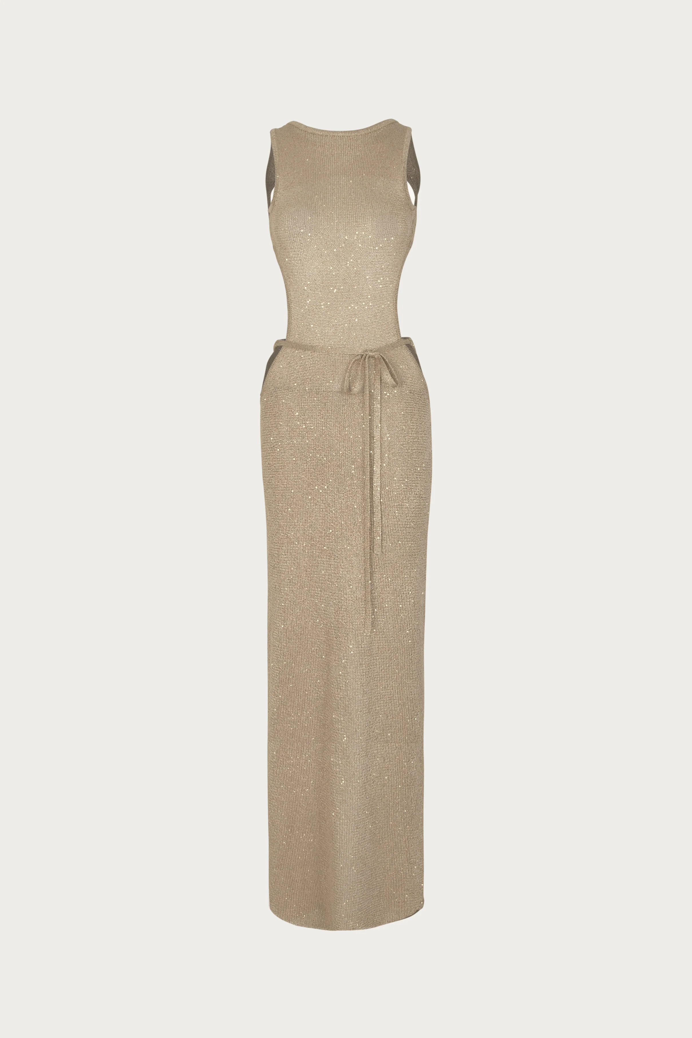 Tie Maxi Dress (Light Gold Sequin) 4 Tie Maxi Dress (Light Gold Sequin)