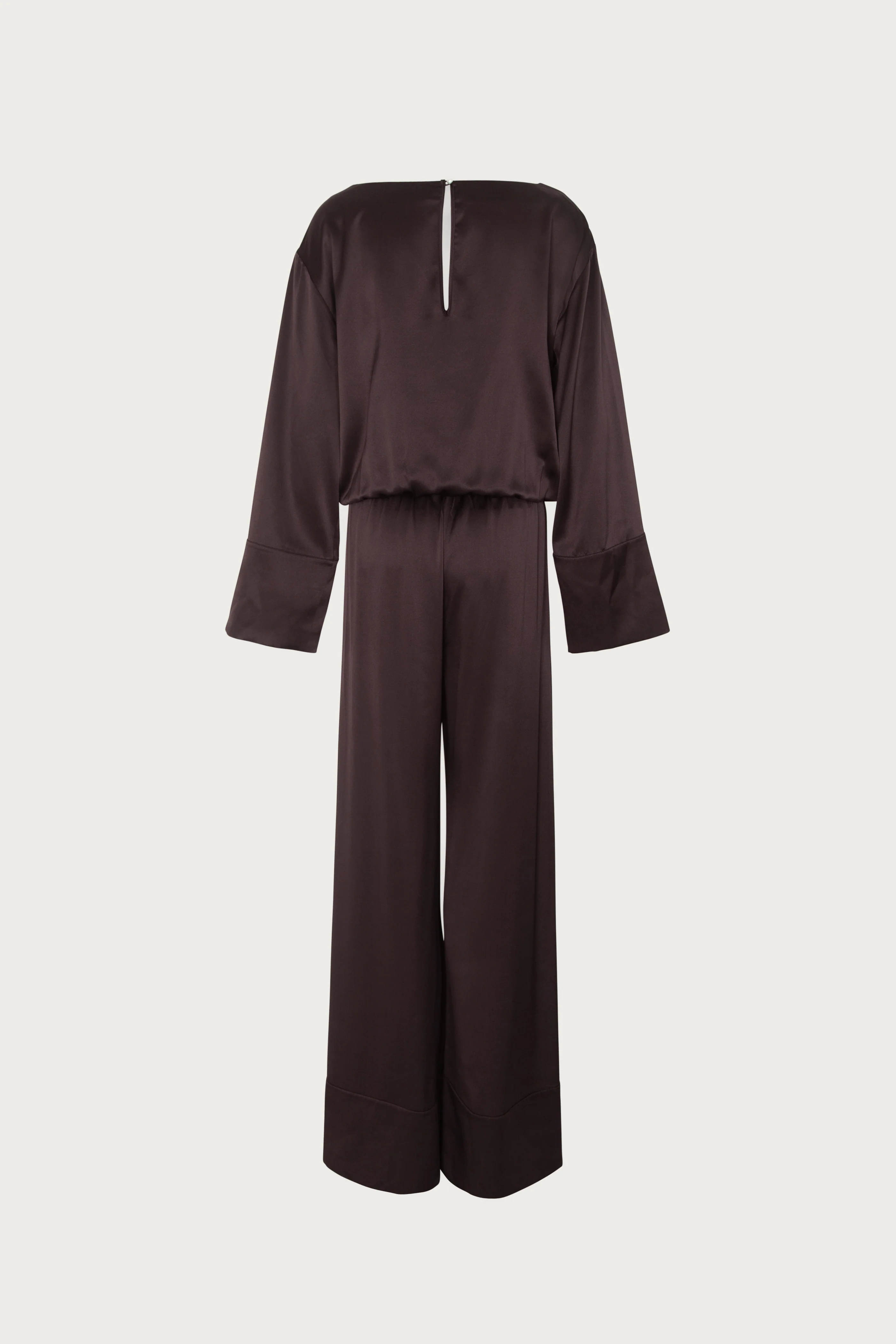 Long Sleeve Silk Jumpsuit (Chocolate Brown) 5 Long Sleeve Silk Jumpsuit (Chocolate Brown)