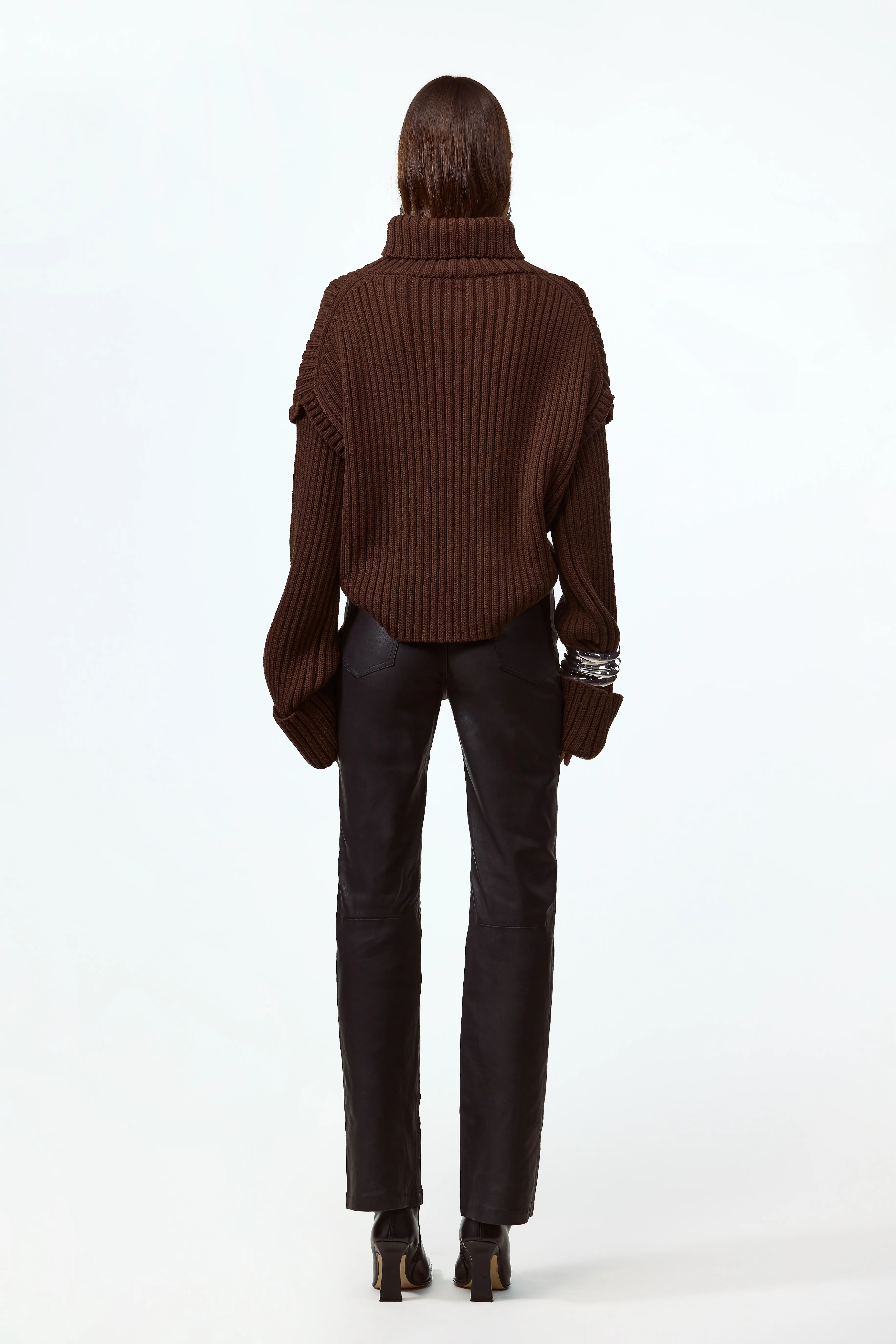 Oversized Ribbed Wool Sweater (Chocolate Brown) 6 Oversized Ribbed Wool Sweater (Chocolate Brown)