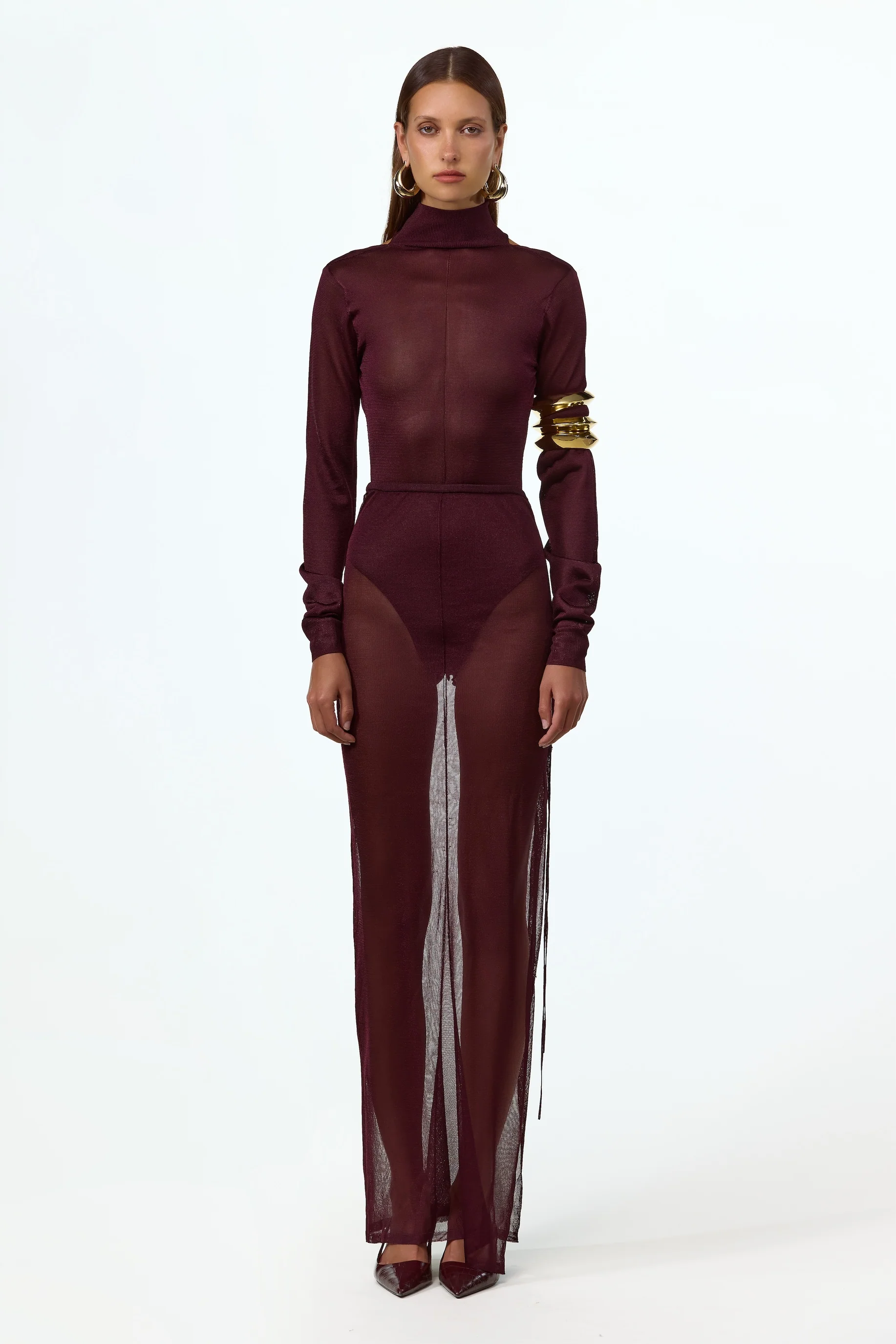 Open Back Knit Bodysuit (Merlot)