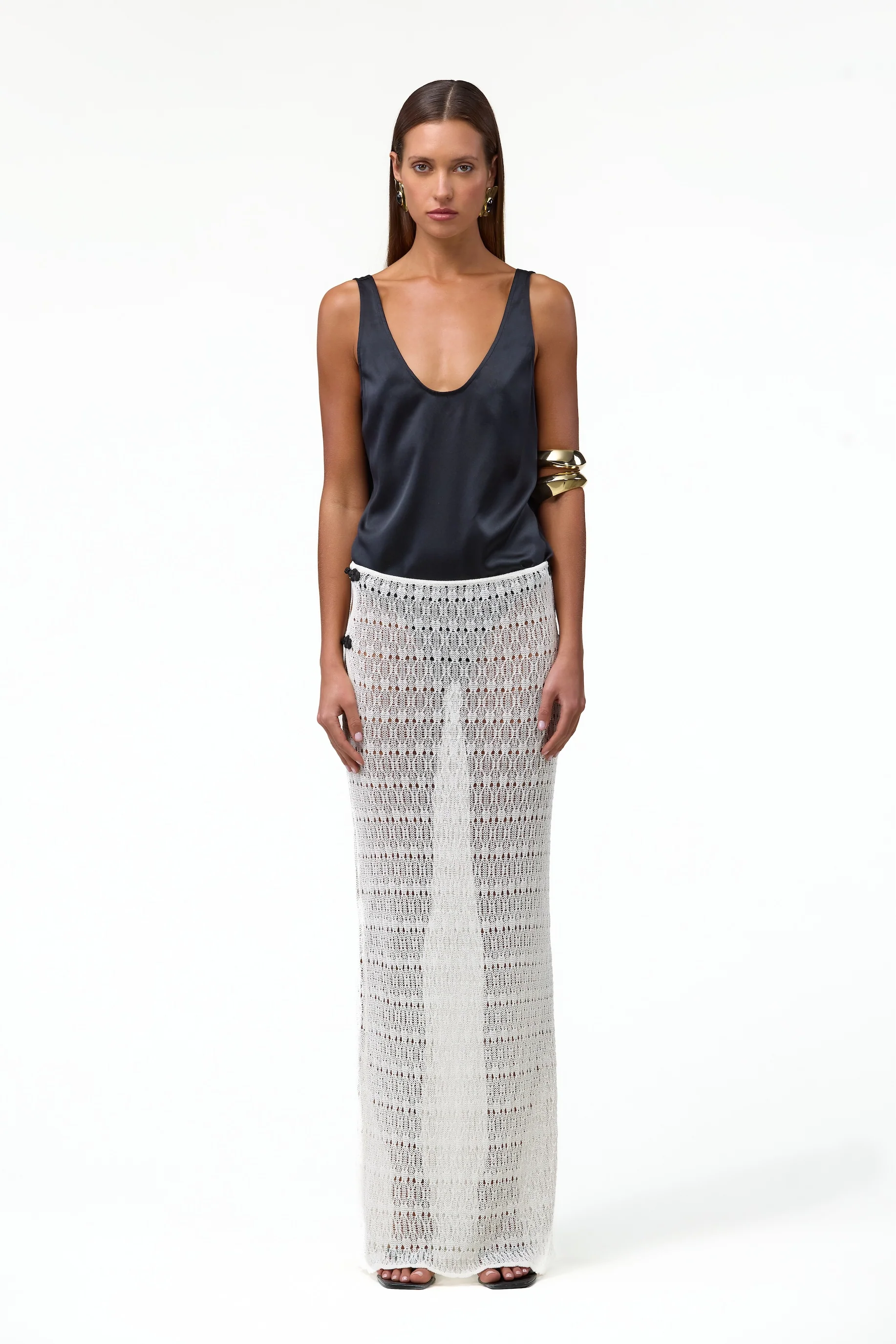 Keyhole Maxi Skirt (Cream)