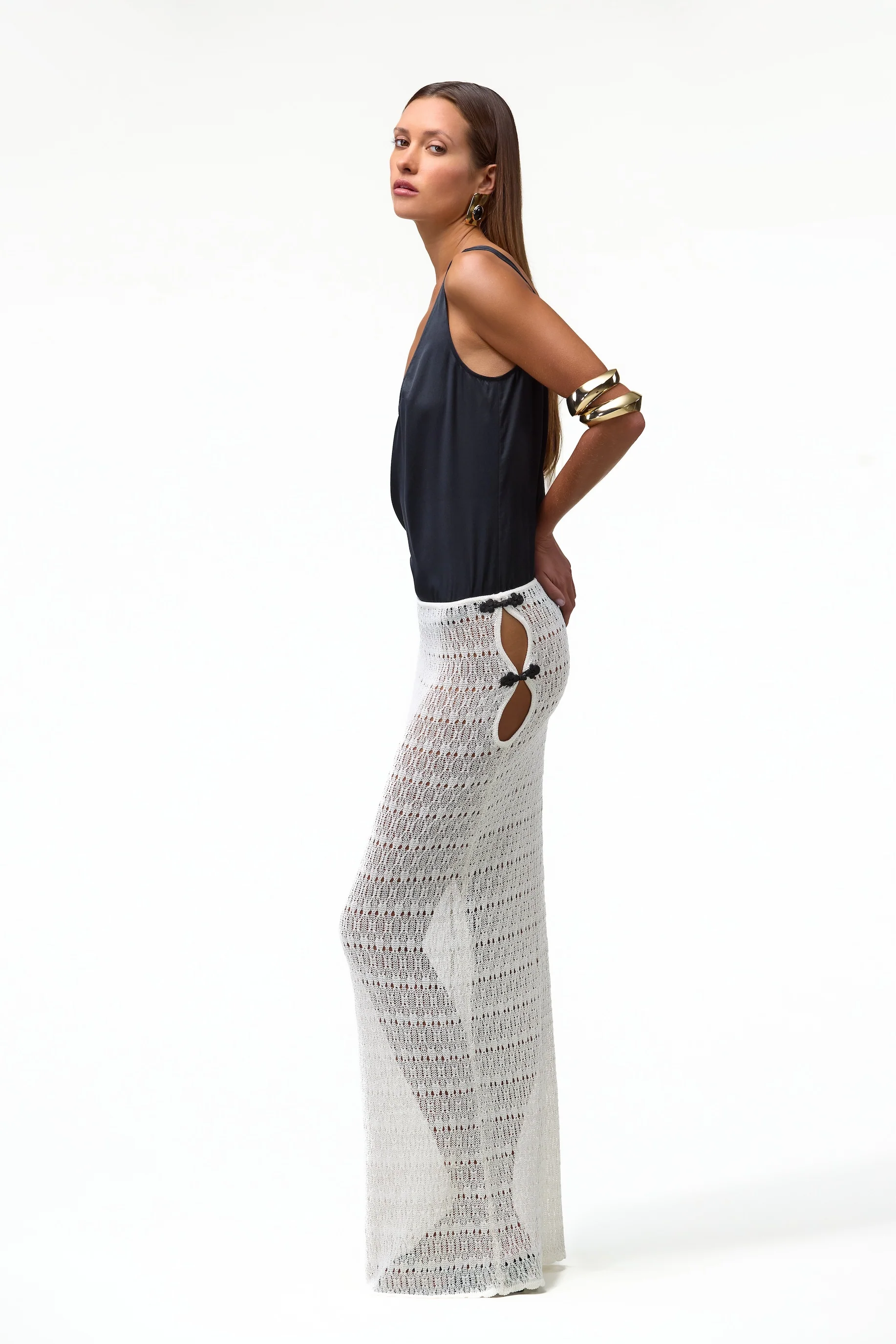 Keyhole Maxi Skirt (Cream)