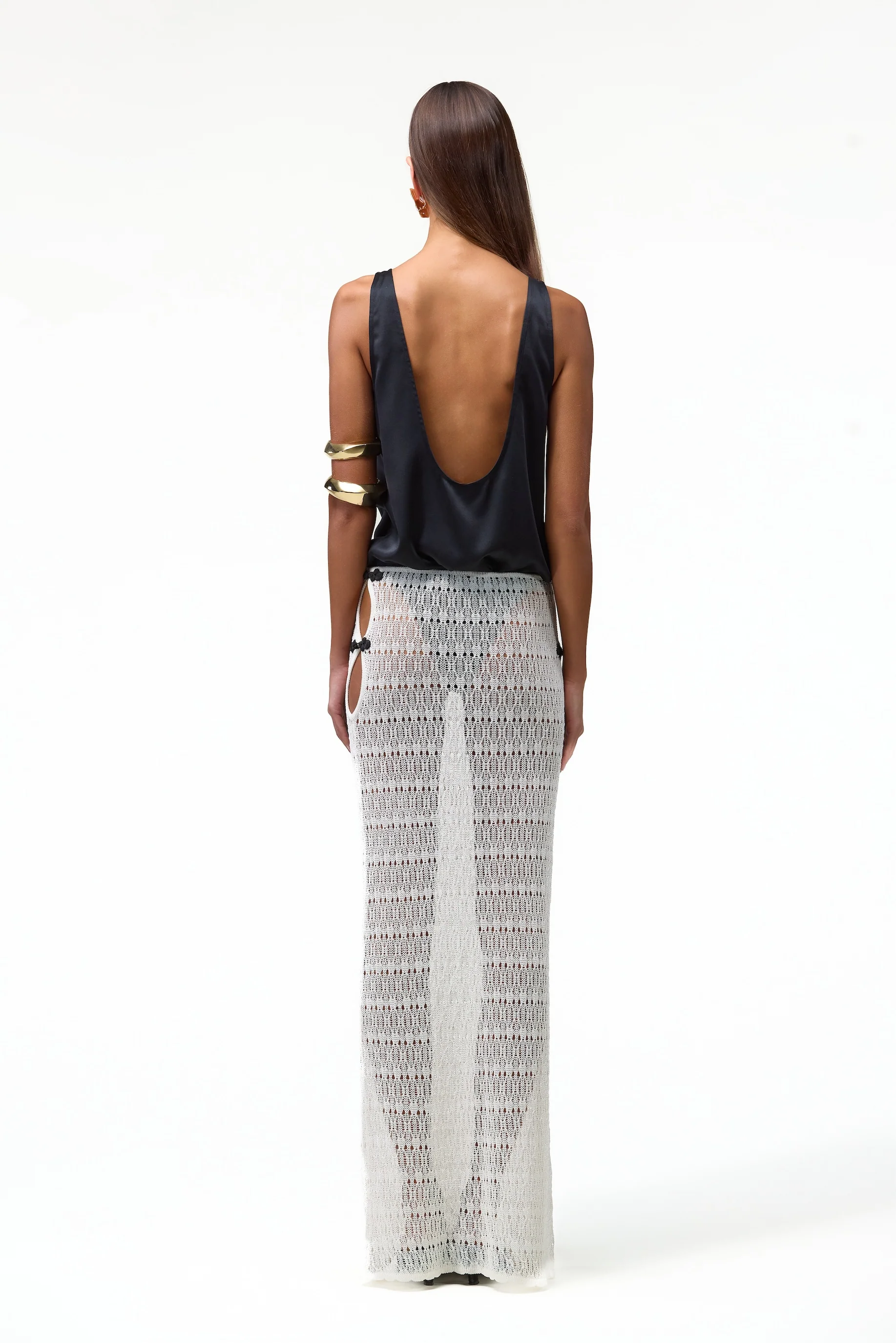 Keyhole Maxi Skirt (Cream)
