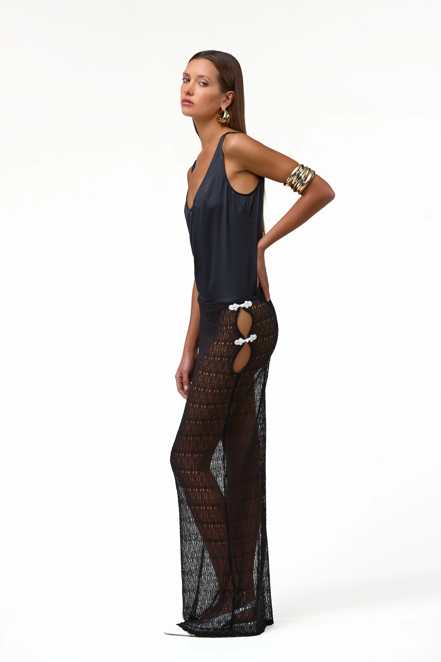Keyhole Maxi Skirt (Black)