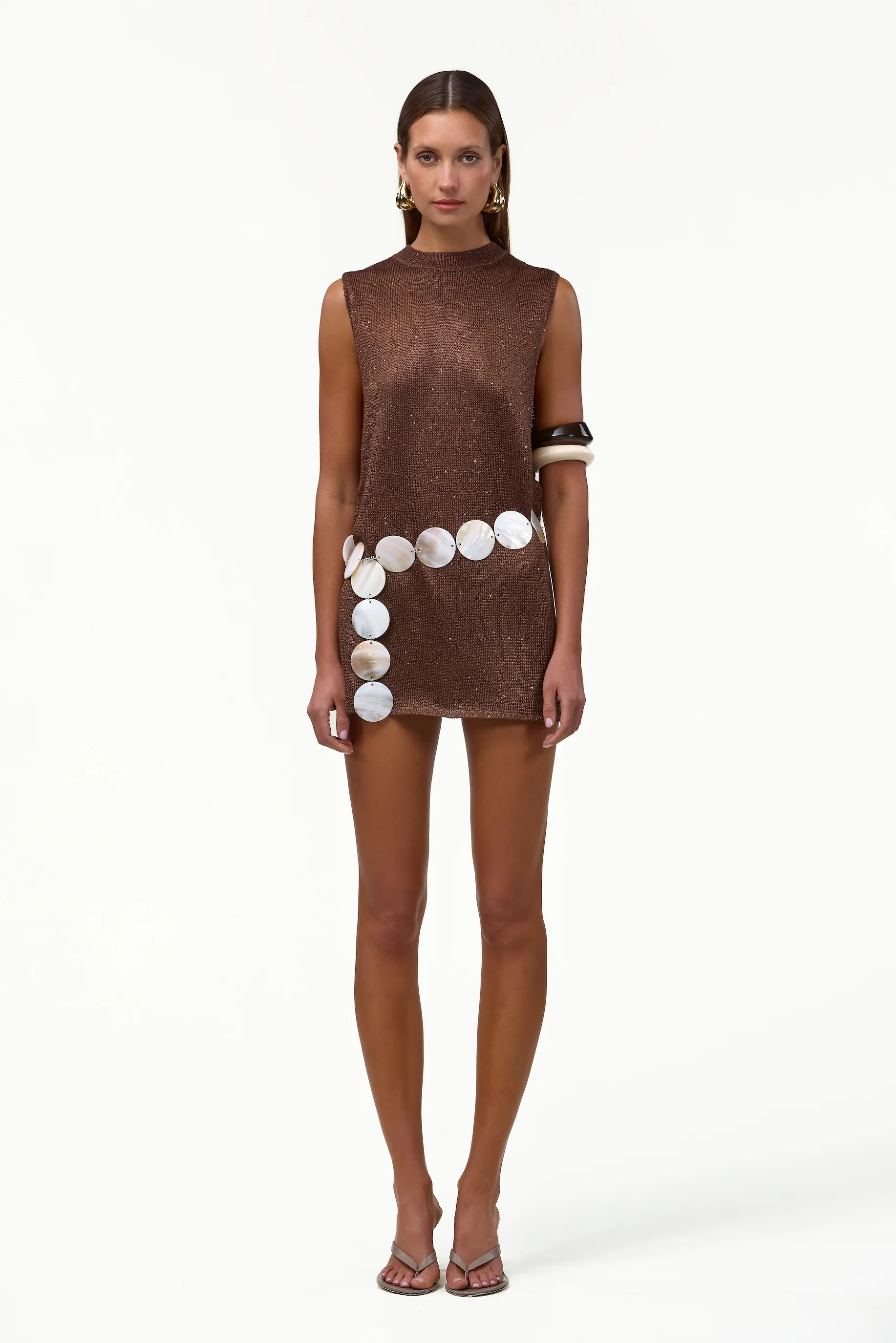 Sleeveless Knit Mini Dress (Chocolate Brown Sequin) 5 Sleeveless Knit Mini Dress (Chocolate Brown Sequin)