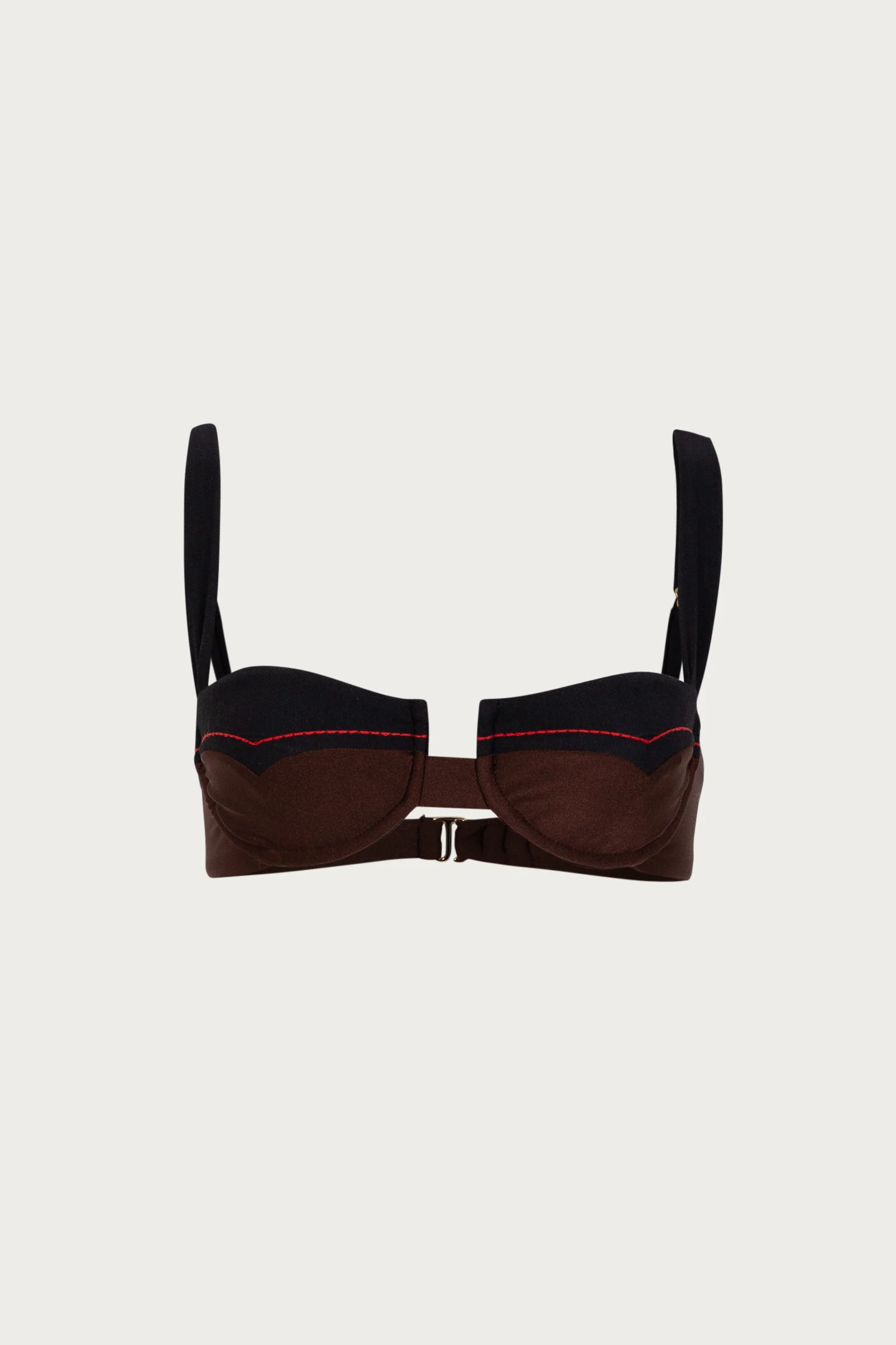 Western Underwire Top (Brown/Faux Suede Black)