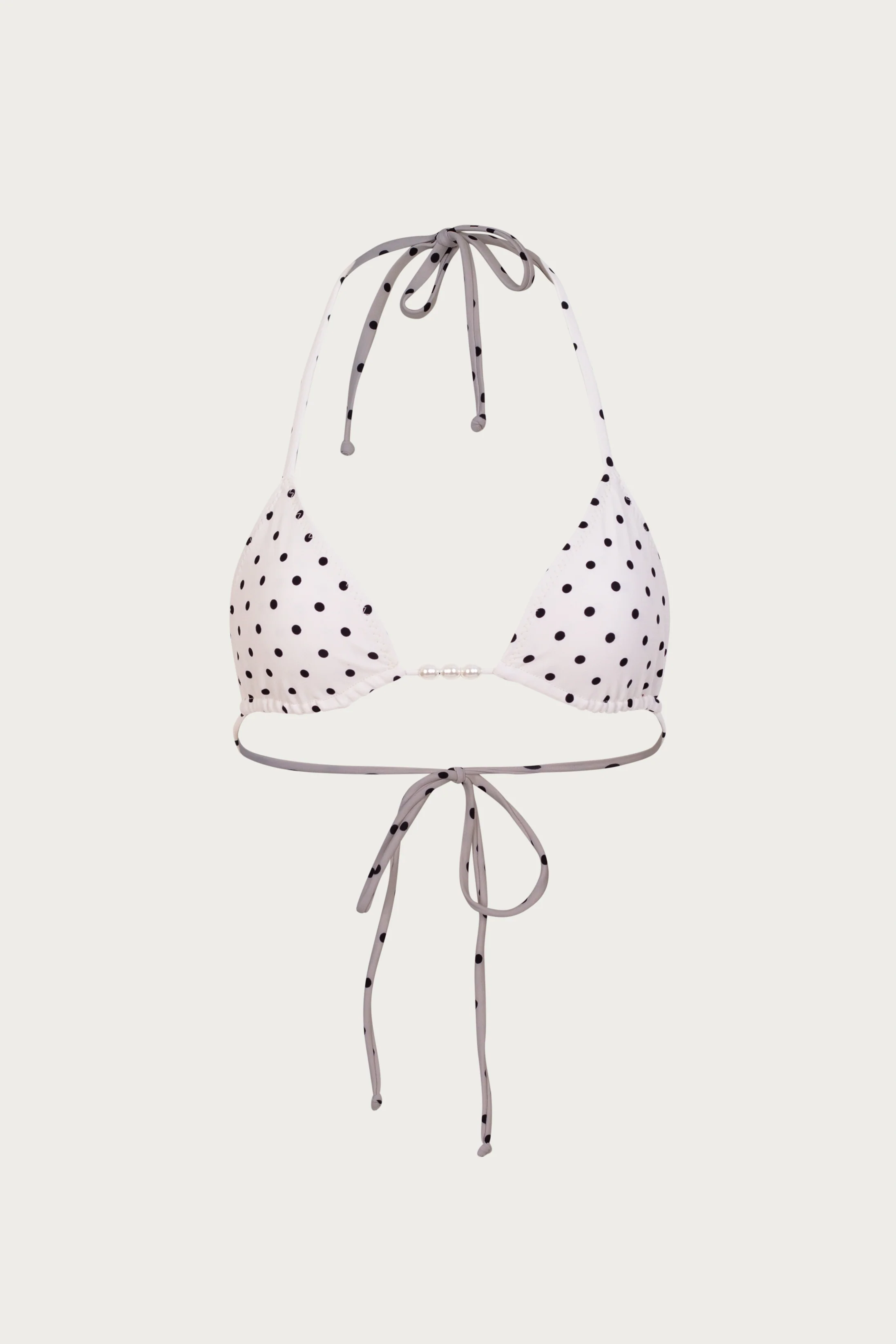 Beaded Triangle Top (Cream Black Polka Dot)